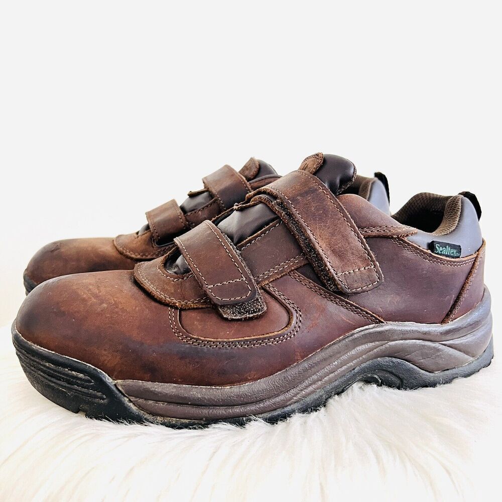 Propet Cliff Walker Brown Full Grain Leather Low Strap No Lace Boots Mens 8.5 XX